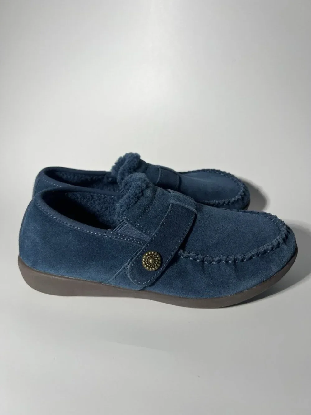 Revitalign Siesta Splendid Women’s Orthotic Suede Slip-On Shoes Blue 9D Wide NEW